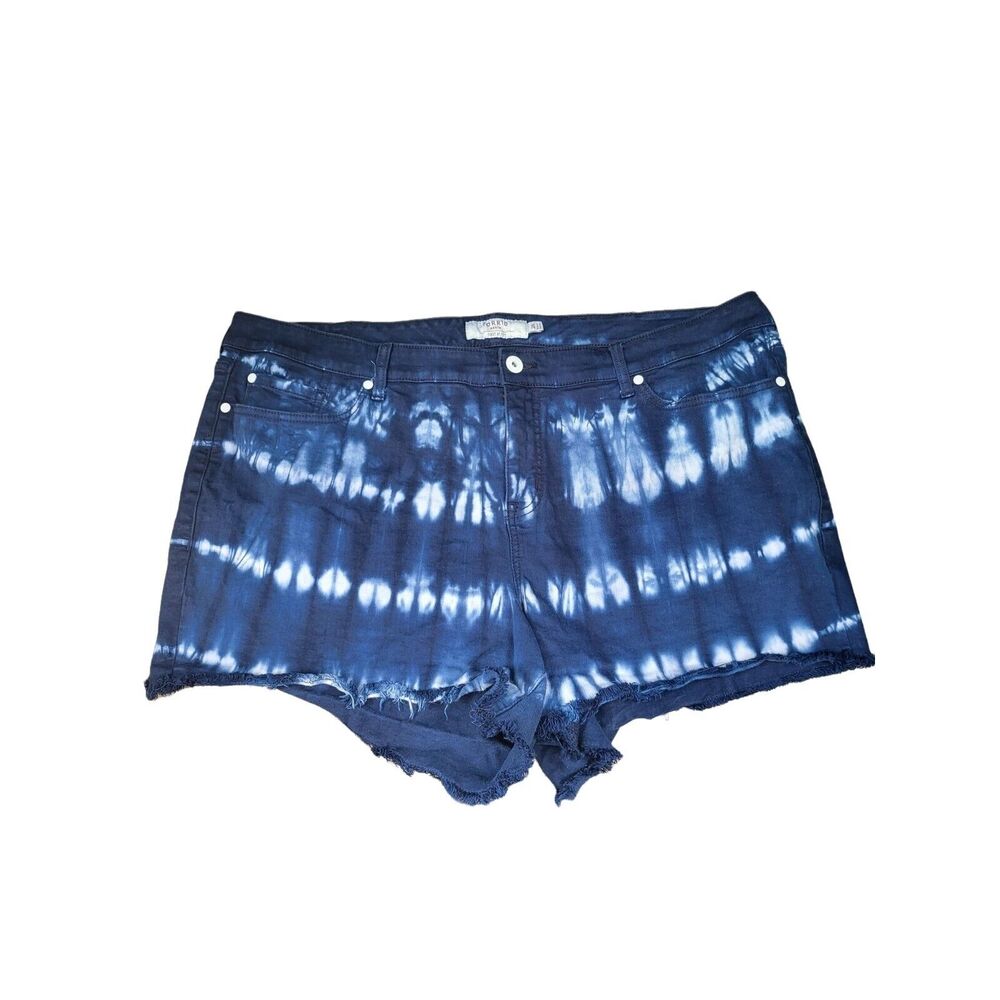 Torrid Shorts 26 Womens Plus Size Blue High Rise Tie Dye Print Raw Hem Summer Ca